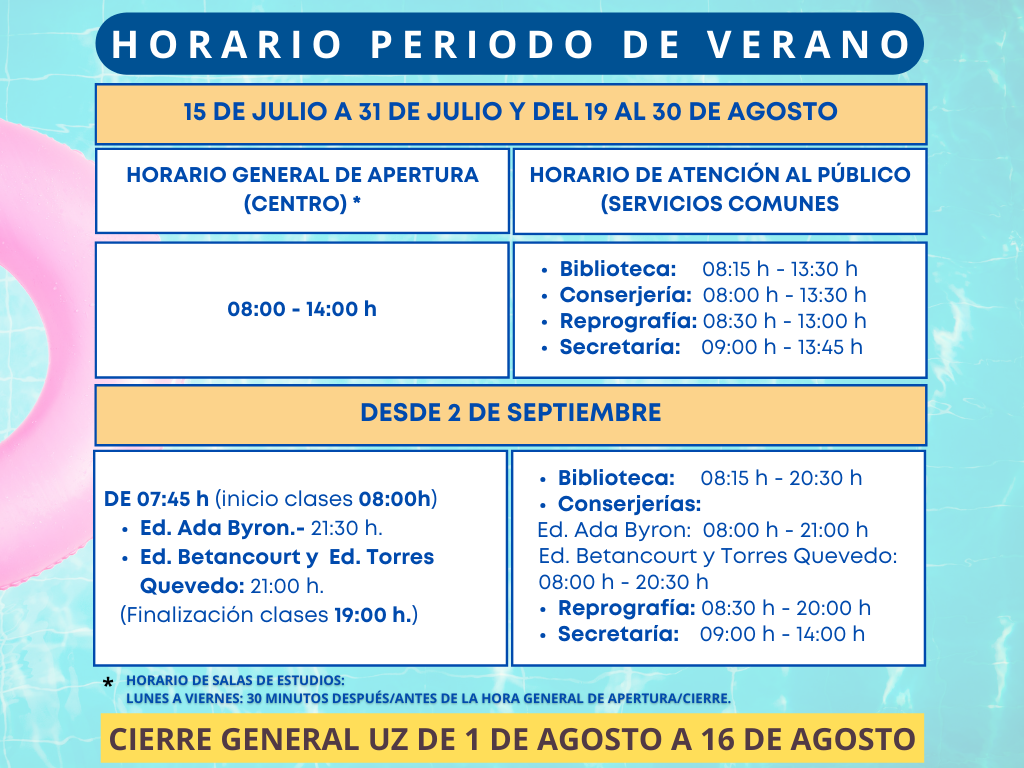 Horarios periodo verano 2024